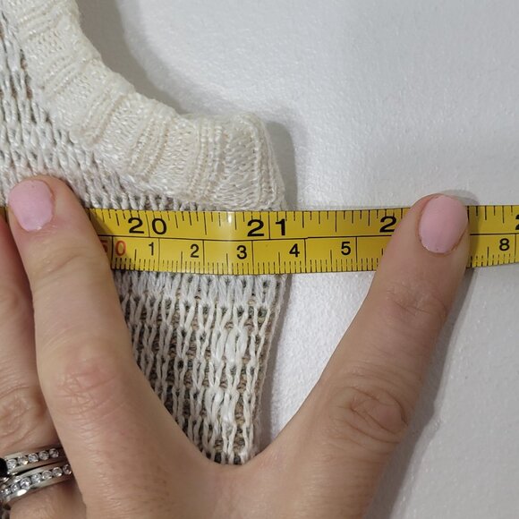 Vintage Knitted Ivory Yellow Striped Green Cotton Blend V-Neck Sleeveless Vest - Picture 9 of 10